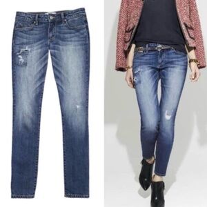 Paige “Skyline Ankle Peg” Mid Rise Skinny Jeans With Factory Distressing Size 27